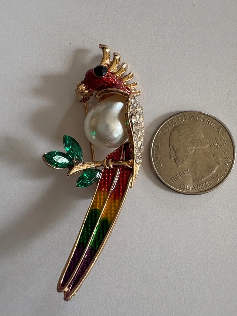 Crystal Parrot Brooch Pin